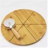 Round 25cm Bamboo Butcher Block Cutting Board Divide Pizza Tray With Cutter