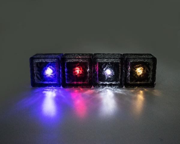 Underground Solar LED Night Light Ice Cube Shape Glue - Etched Glass And ABS Material