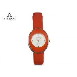 China Fitron Oval Shaped Ladies Leather Belt Watches White Dial Red Band Eco Friendly supplier
