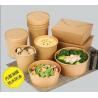 China Take Away Disposable Food Containers Kraft Paper Salad Bowl With Pet Lid wholesale
