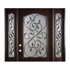 China Hollow Wrought Iron Glass Safety Tempered Technical Entry Door Suit Oval Shaped supplier
