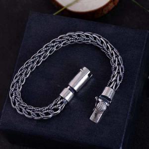 China Retro Handmade 925 Sterling Silver Rope Chain Mens Bracelet(060670) supplier