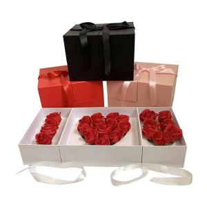 Reusable Flower Valentines Gift Box , Collapsible Cardboard Wedding Box