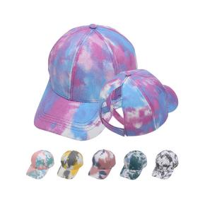 China Tie Dye Criss Cross Band Ponytail Baseball Cap 58cm For Adults supplier