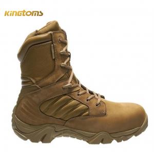 Padded Collar Anti Tear Brown Leather Tactical Boots Hot Weather