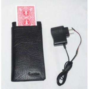 Black Leather Electronic Change Card Wallet Poker Cheat Device / Poker Card Analyzer