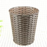 China PP Weaving Rattan Fashionable cheap price white round plastic rattan basket waste bin on sale