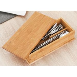 0.8cm Natural Color Bamboo Box , Bamboo Recipe Gift Box For Soup Ladle Fork Packaging