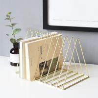 China 1.5kg Wrought Iron Book Rack , Triangle Bookshelf Magazine Rack on sale