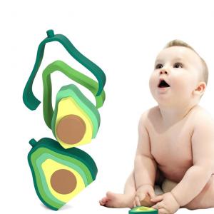 Baby Building Play With  Avocado Shape Montessori Toys Silicone Stacking Blocks