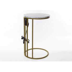 Marble Grain 65cm High MDF Side Tables With USB Charge