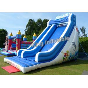 China Giant Wave Blow Up Dry Slide 21 Feet High Blue / White With 2 Years Guarantee wholesale