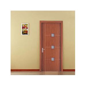 China PVC Membrane MDF Flush Interior Door With Glass Eco - Friendly Paint supplier