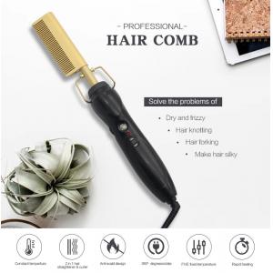 Multifunctional Hair Curling Comb Flat Iron Hair Brush Digital Hair Straightener Brush