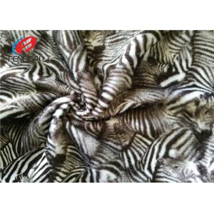 Short Hair Printed Zebra Stripe Polyester Velvet Fabric , Minky Plush Toy Fabric