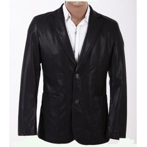 China Two Side Pockets  Black, Fashionable and Handsome Mens PU Leather Blazers supplier