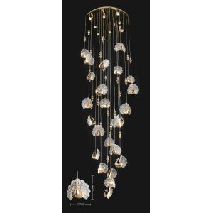 China Duplex spiral staircase pick up empty chandelier Peacock wedding LED ceiling lamp chandelier acrylic decorative hanging lights for the stage and hotel wholesale