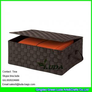 China LDKZ-022 popular brown strap woven basket double woven storage box with hinged lid supplier