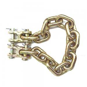 Standard 3/8"x 15 Links Zinc Yellow Plated Link Chain Grade 70 Chain with Double Clevis