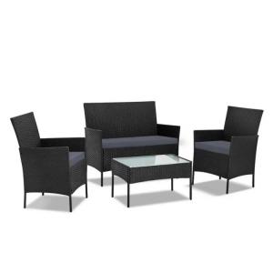 Wicker Outdoor Corner Sofa Set Rattan Garden Chair With Metal Legs