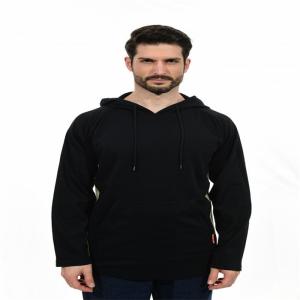 CAT2 Certified Black FR Fabric Hoodie , Flame Resistant Work Clothes For Mining Industry