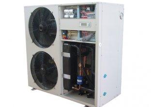 Home air to water heat pump heating and cooling