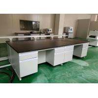 China White Wood Lab Workbench Furniture With Steel Frame For High School / Hospital on sale