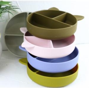 Cat Style Kids Silicone Bowl , Colorful Silicone Divided Suction Plate OEM