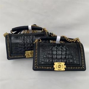 Authentic Crocodile Skin Women Gold Chain Purse Genuine Alligator Leather Lady Small Handbag Female Cross Shoulder Bag
