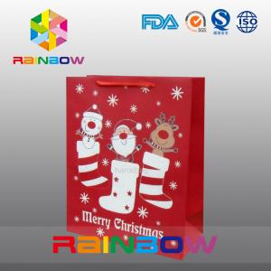 China Red Customized Paper Bags Christmas Gift Bag With Red Rope / Cute Printed supplier