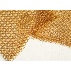China Architectural Drapery Metal Ring Mesh With Gold Colors For Isolation Wall Screen supplier