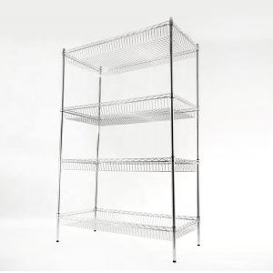 Metal Chrome Plated Storage Wire Shelves With Wheel 4 Layer