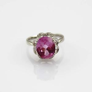 Women Jewelry 9mmx11mm Oval  Pink  Topaz  Cubic Zircon 925 Silver Ring(R196)