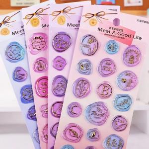 Custom Brand LOGO Transparent Sealing Wax Stickers 3D Foil Stamping For Packing Decorate