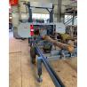 China forest portable sawmill horizontal diesel band saw /mobile bandsaw with rails