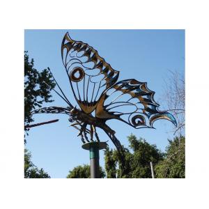 Papillon extérieur d'acier inoxydable de sculpture en métal d'insecte géant de jardin pour le paysage