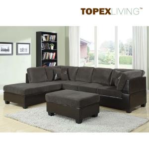 China Gray Corduroy Sectional Sofa 2pc Set Sofa Couch Chaise ,Sofa Set with table,Quality Fabric Sofas in Living Room wholesale