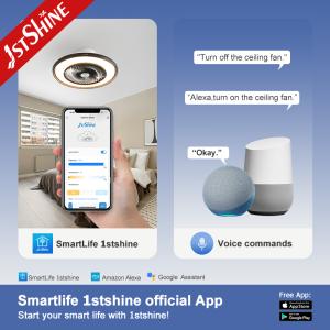 China 22” Smart Flush Mount Ceiling Fan with APP Control for Bedroom wholesale