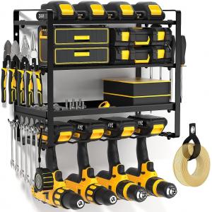 Garage Shop Storage Solution Power Tool Organizer with Battery Charger and Power Strip