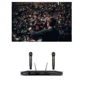UHF 4 Channels Handheld Wireless Microphone Diversity Receiving Auto Scan For Meeting