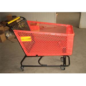 Portable Plastic Shopping Trolley 4 Wheel Red Supermarket Shopping Basket