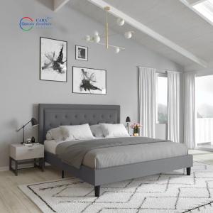 20001 Popular Design Durable Hotel Home Bed Solid Wood Frame Luxury Bed Grey Bedroom Furniture