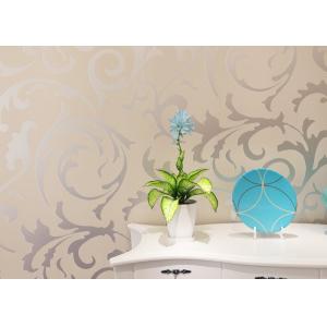 China Teste padrão gravado branco-amarelado removível da folha do Wallcovering para a sala de visitas supplier