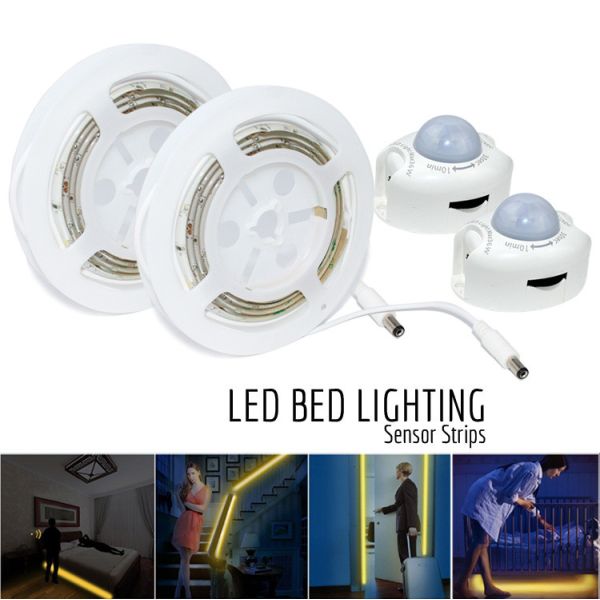 Sensitive Motion Sensor Stick Under Bed LED Motion Sensor Light 2X 1.5M LED Strips DC12V Under Bed Night Light GK-LD02