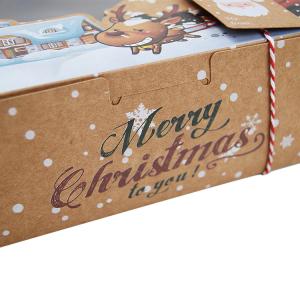 China CMYK クラフト紙 パン屋の箱 クリスマスのための透明な窓 ブラウン パン屋のクッキー カップケーキ wholesale
