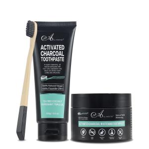 Activated Charcoal Teeth Whitening Bleaching Kit 100ml With Tooth Powder Toothpaste