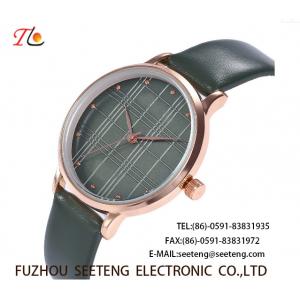 wholesale   Pu watch  Round dial Gridding alloy case  quartz watch fashion watch concise style black pu strap