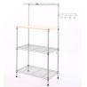 3 Tiers Commercial Shopping Trolley Chrome Metal Wire Kitchen Cart MDF Board