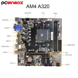 PCWINMAX A320 Motherboard - AMD Ryzen AM4, M.2 NVMe, 2 SATA3, HD, DVI, VGA Motherboard