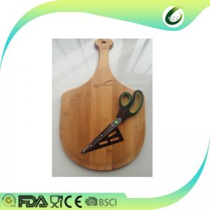 premium natural bamboo pizza peel paddle with scissors